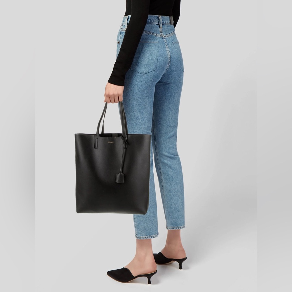 YSL Black Leather Tote Bag